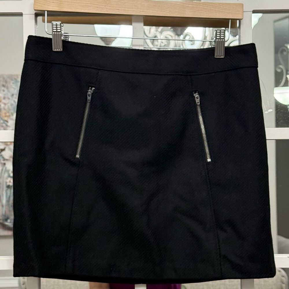 NWOT Gap Wool Blend Straight Mini Skirt‎ Zip Pockets Lined Women 6 Petite Black